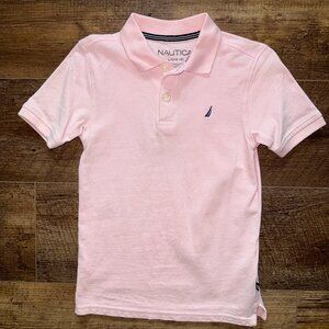 Nautica Boys' Short Sleeve Anchor Polo Pink Size 6 Pique